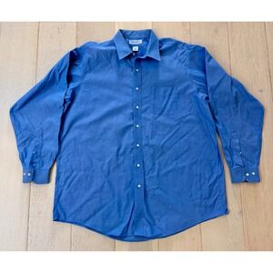Brooks Brothers Mens 18-36/37 Non-Iron 100% Cotton Blue Dress Shirt Long Sleeve
